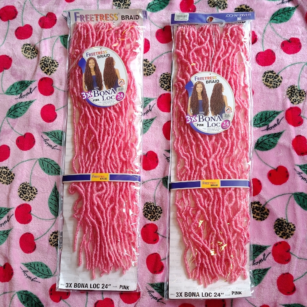 Freetress Pink 3X Bona Loc 24" Hair Extensions